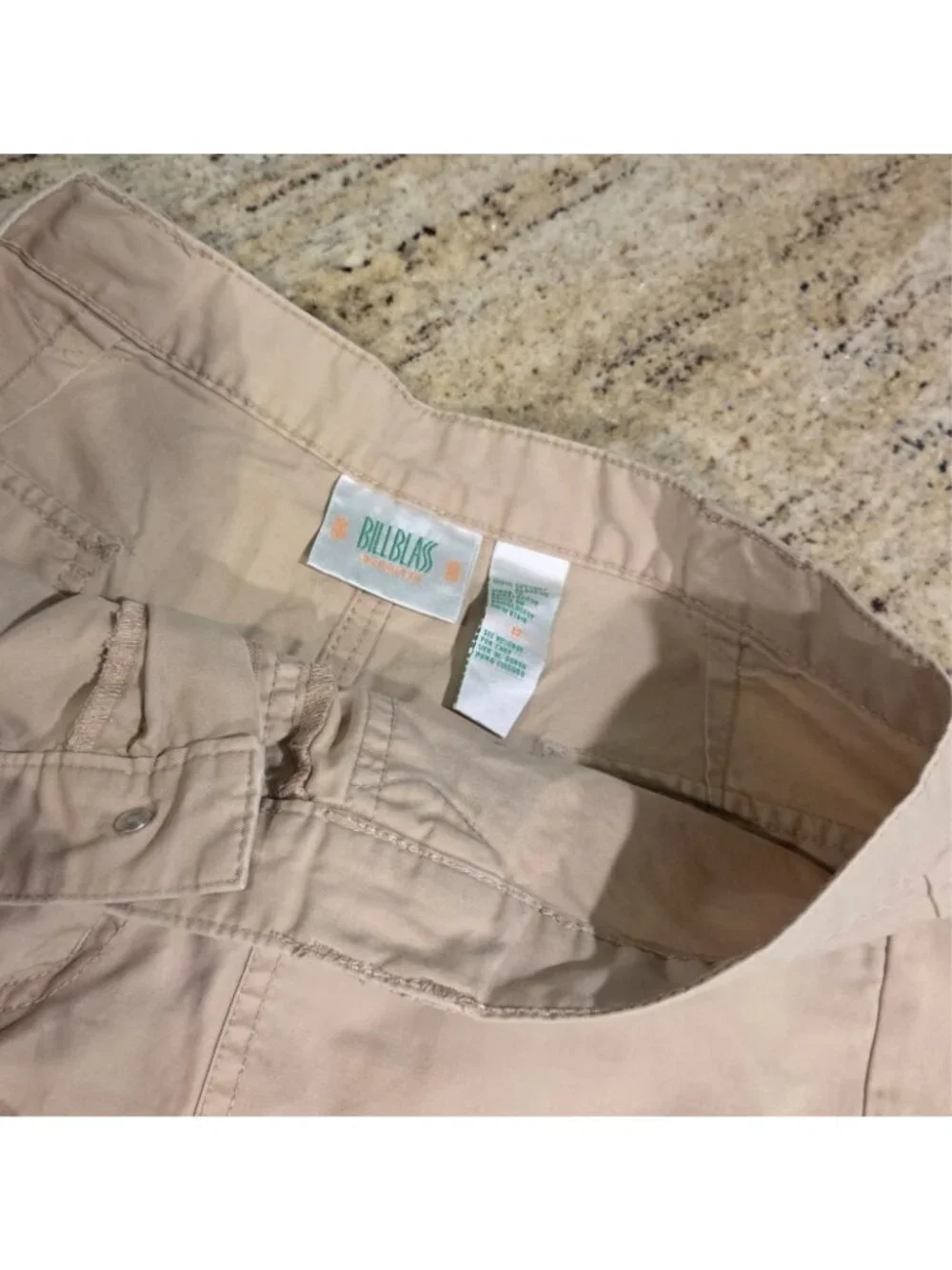Vtg Y2k 90s Bill Blass Woman's 12 Tan Khaki Utility High Rise Shorts Big Pockets